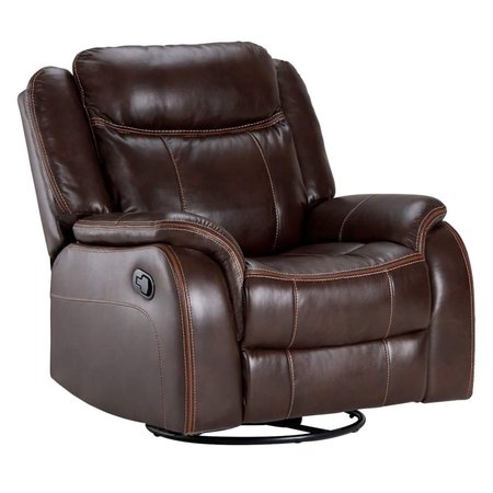 SUNSET TRADING 38 in. Avant Rocking Swivel Recliner Chair Brown - Faux Leather SU-AV8604041-107
